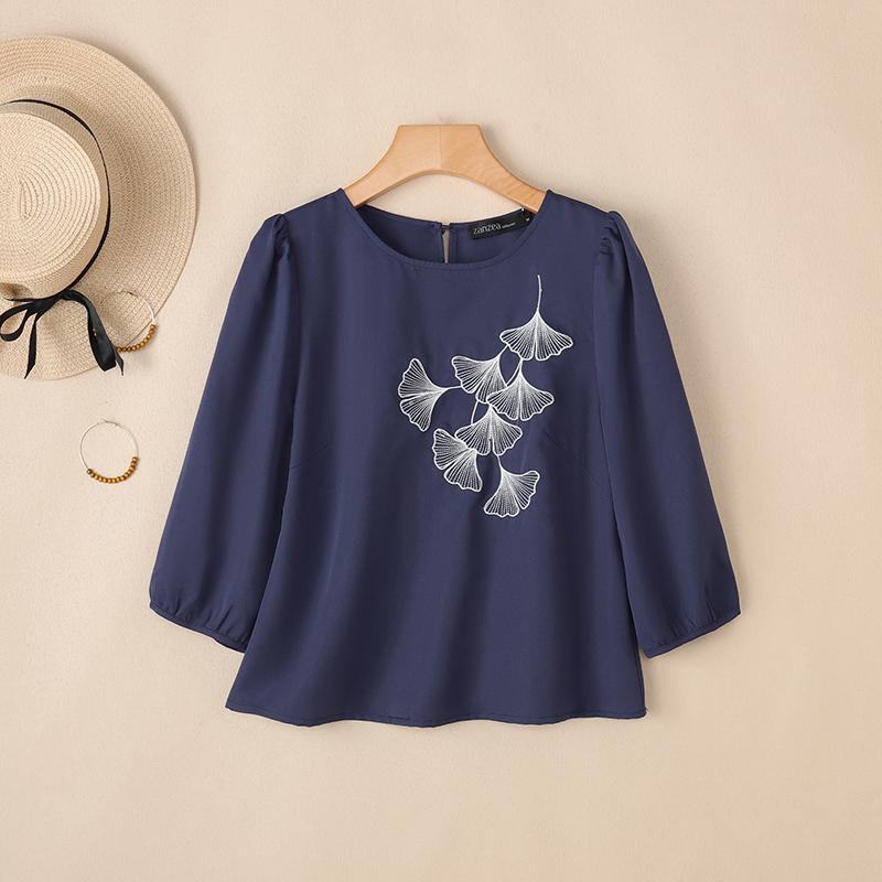 ZANZEA Women Casual Round Neck Loose Half Sleeve Print Blouse