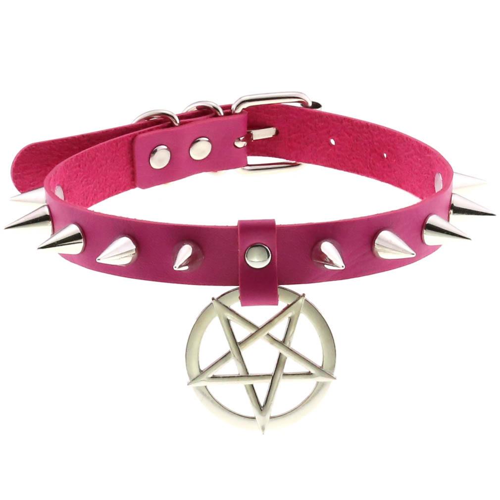 Spike Choker Necklace for Women Goth Pentagram Necklace Emo Neck Strap Cosplay Chocker Gothic Accessories