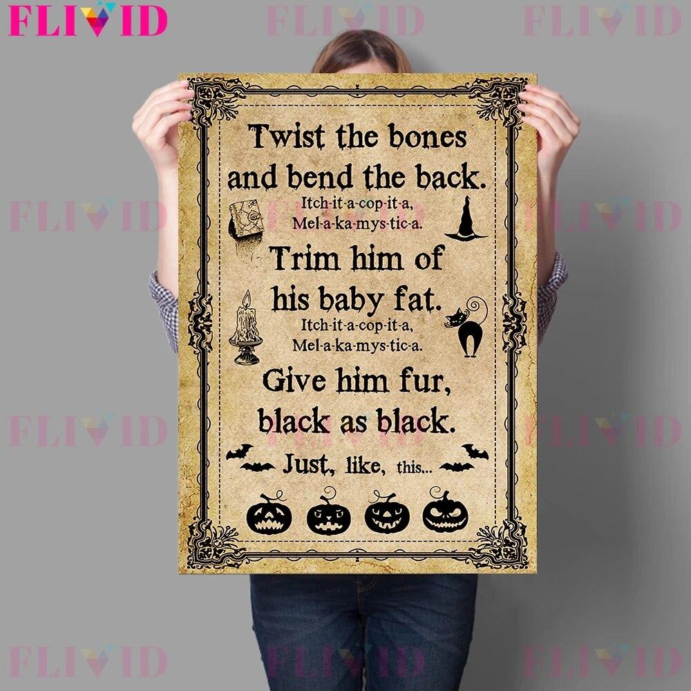 Black Cat Curse Witch Art Prints Moon Birds Witch And Wicked Wicca Inn Poster And Prints Decor Wall Art Canvas Painting No Frame