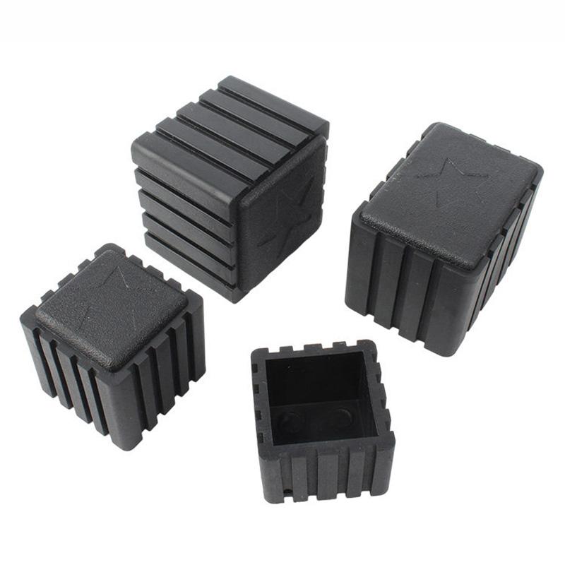 Square Rubber Black Chair Leg Caps Protector Pads Pipe Plugs Non-slips Table Foot Dust Cover Socks Floor Furniture Accessories