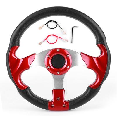 320mm12.5in Racing Car Steering Wheel with Horn Button PVC Red Color Universal Modified Part