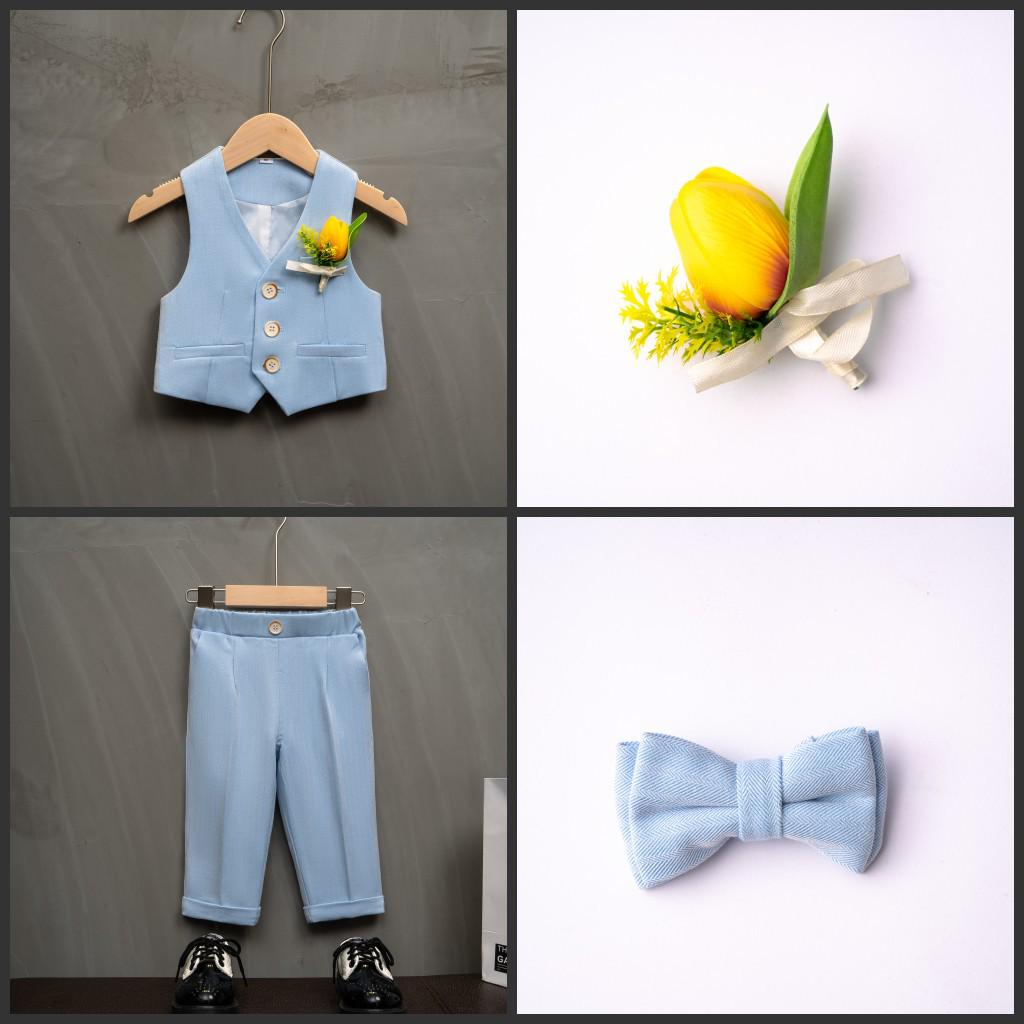 Traje de Florista Estilo Britânico Outono/Inverno para Bebês de 1 Ano - Roupa de Aniversário e Casamento