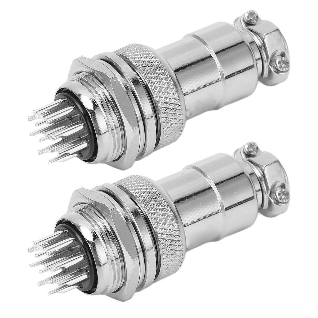 2PCS 12 Pin Aviation Connectors Zinc Alloy Electrical Plug and Socket Set 20mm Opening 250V