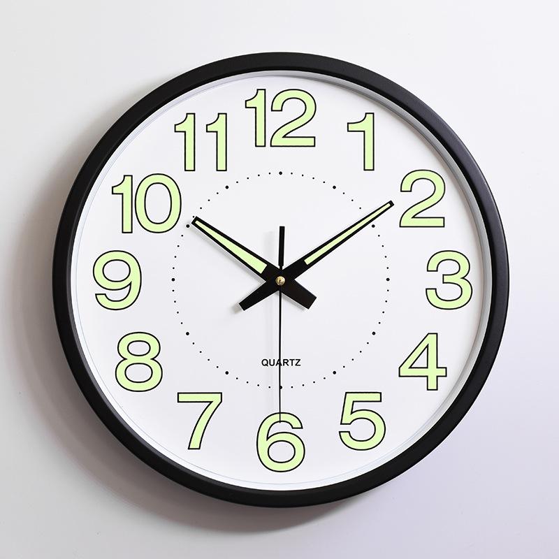 12-inch Metal Aluminum Clock Luminous Wall Clock Quartz Clock Bedroom Living Room Wall Clock Simple Clock Guest Print