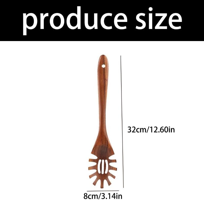 Ergonomic Handle Natural Wood Serving Spoon for Pastas Nonstick Surfaces Spaghetti Tongs Easy to Clean Kitchen Tool