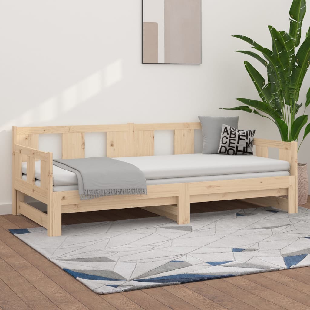 Pull Out Daybed Solid Pine Wood 2x(90x190) Cm