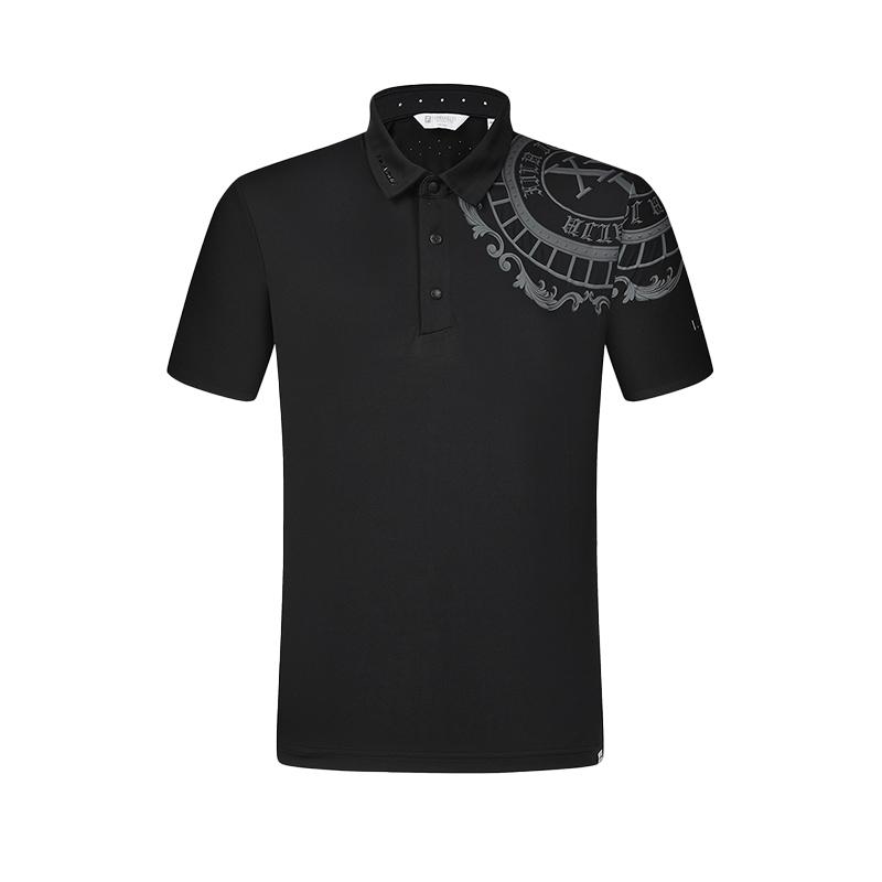 FILA Golf Short Sleeved Polo Shirt Men s Pitch Black A11M425109FBK L