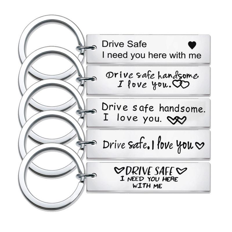 Drive Safe Stainless Steel Keychain: 26 Letters for Car Keys & Husband Jewelry