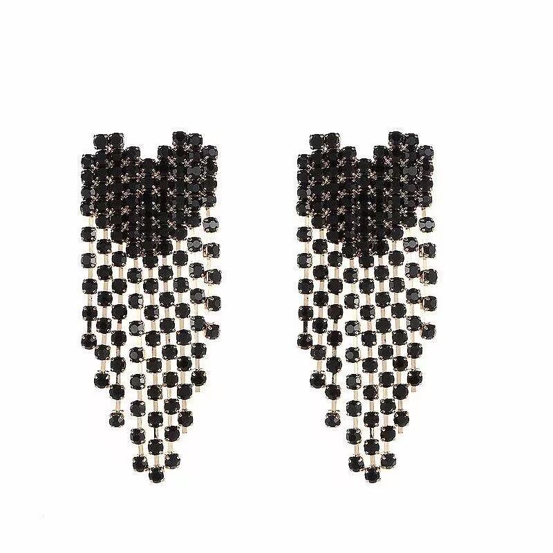 New Fashion Women Black Rhinestone Love Earrings Delicate Sweet Earrings Women Party Birthday Gift Charm Jewelry