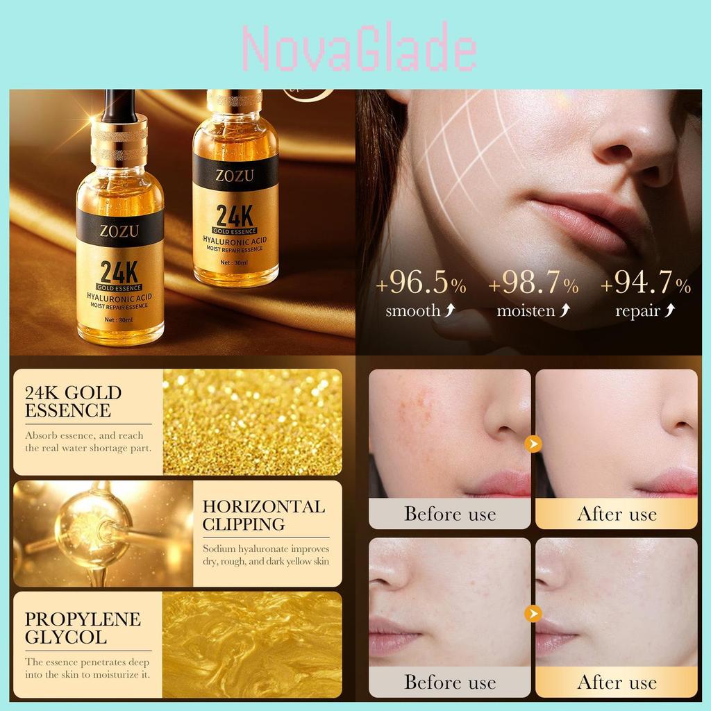 Zozu 24k Gold Hyaluronic Acid Hydrating Repair Essence Liquid For All Skin Types