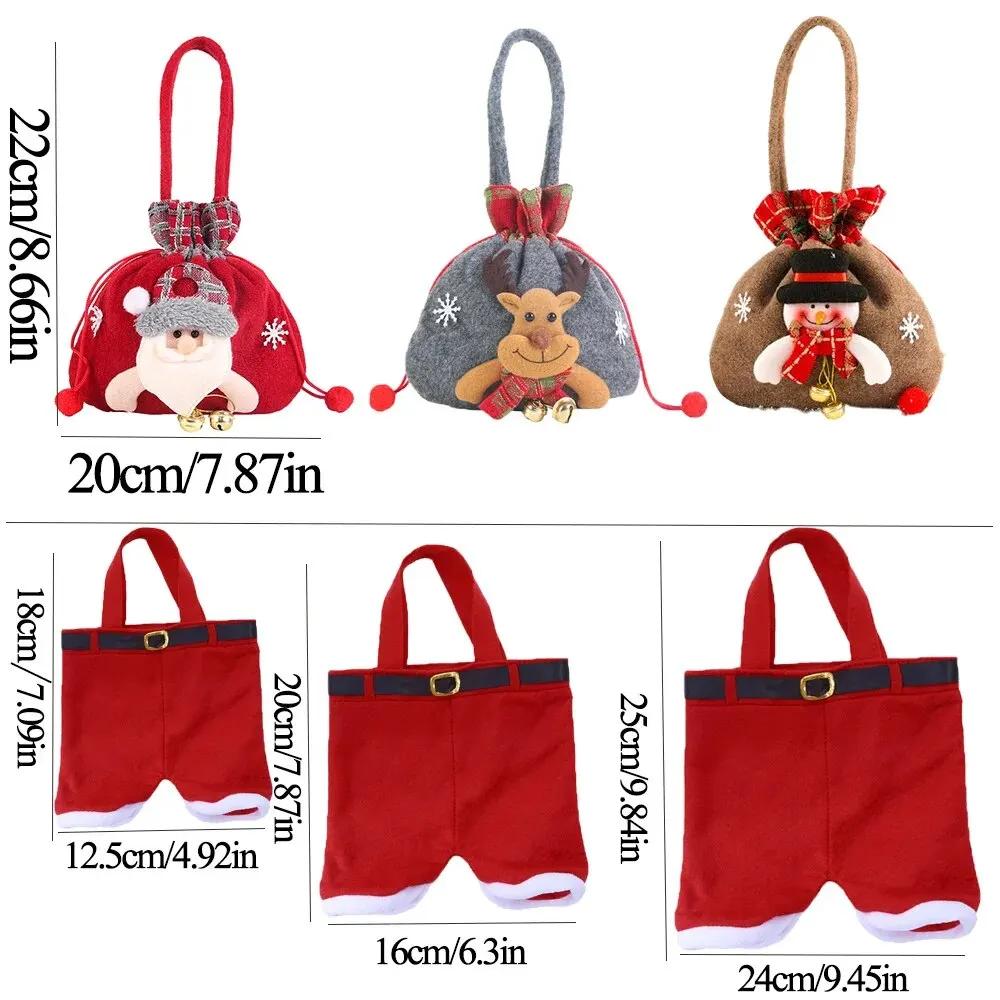 Christmas Gift Bag Eve Apple Package Cartoon Santa Claus Snowman Elk Merry Christmas Deco Candy Bag Handbag Happy New Year 1PC