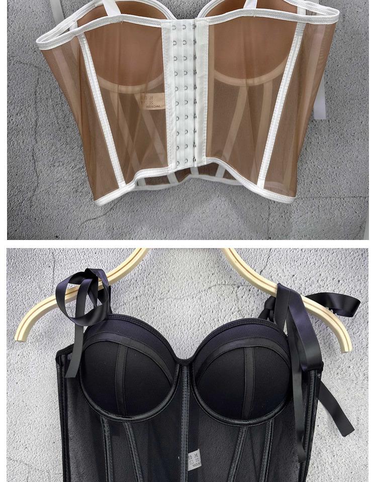 Γαλλικό Γλυκό & Πικάντικο Γυναικείο Μπαντό Τοπάκι με Κορδόνια - Σέξι Τοπ που Σφίγγει τη Μέση