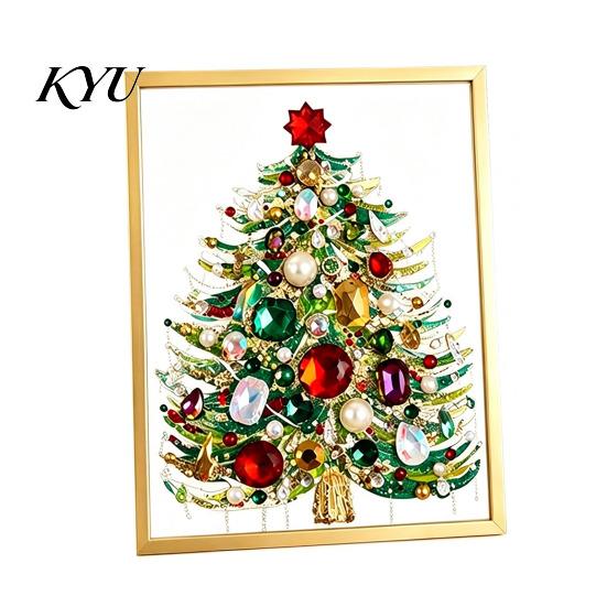Kreatives Weihnachtsgeschenk für die Familie DIY Falscher Kristall Perlenmalerei Baum Set, Funkelndes Feiertags Künstlerisches Edelstein Set Bastelset, 3D Edelsteinperlen