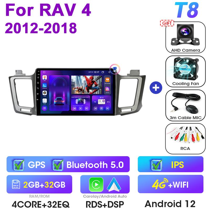 2 Din Android 12 Car Radio For Toyota RAV4 RAV 4 2012-2018 Multimedia Video Player GPS 4G Carplay Auto Stereo RDS DSP Head Unit