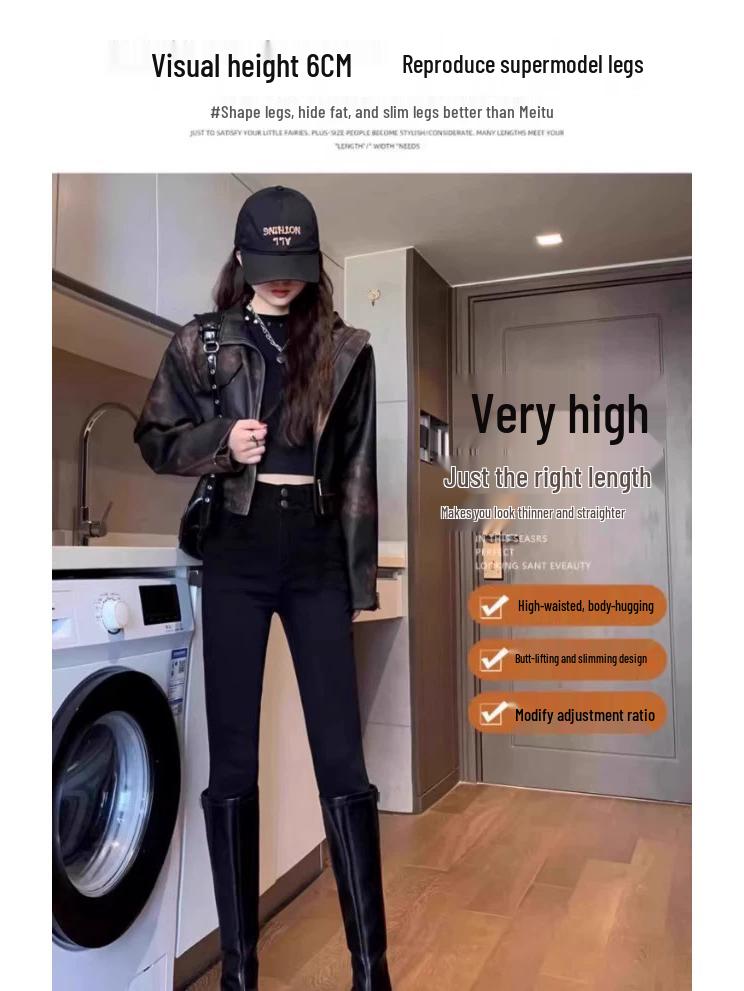 Women's High-Waisted Fleece-Lined Skinny Pants for Winter 2025 - Perfect for Sports & Yoga