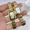 Modny damski zegarek kwarcowy Prosty elegancki kwadratowy cyferblat Złoty pasek ze stali nierdzewnej Zegarek na rękę Zegarki biznesowe Dropshipping Prezenty