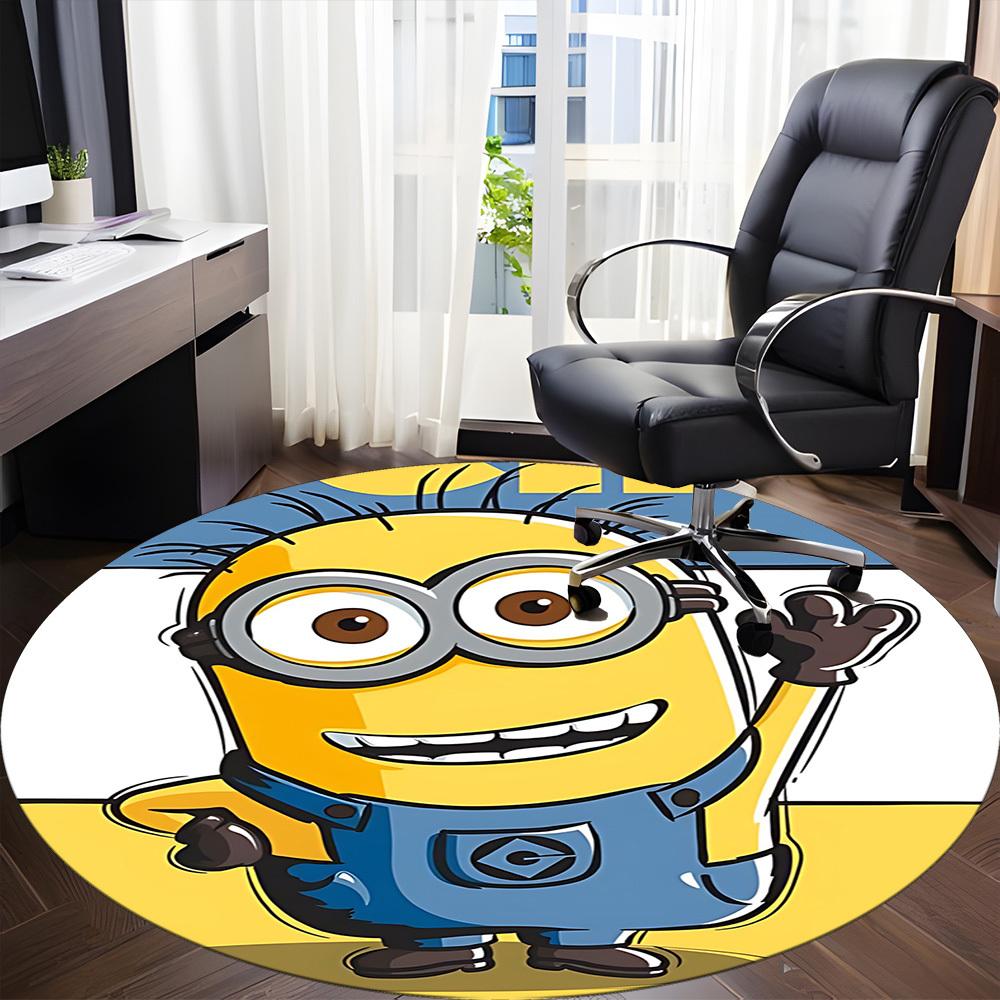 1PC Minion Office Round Area Rug, Indoor Mat Suitable For Office, Under Office Chairs Bedroom Living Room Home Decor, Room Deco1100