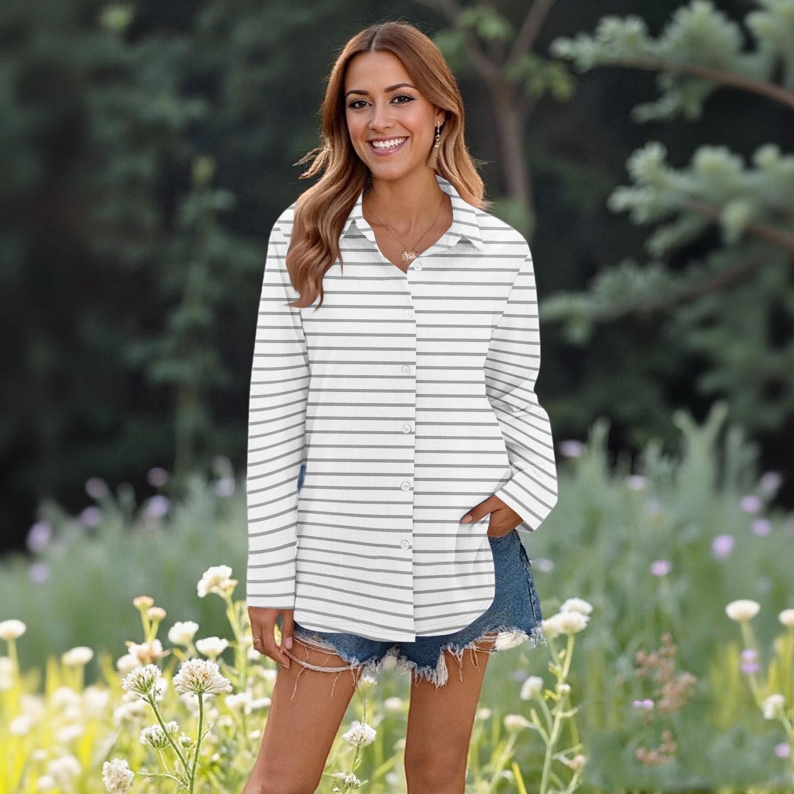 

Женские повседневные модные топы с длинным рукавом и пуговицами, свободная рубашка S