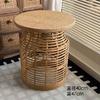 Handwoven Rattan Bamboo Storage Side Table, French Countryside Nightstand, Accent End Table - Boho Rustic Farmhouse Decor