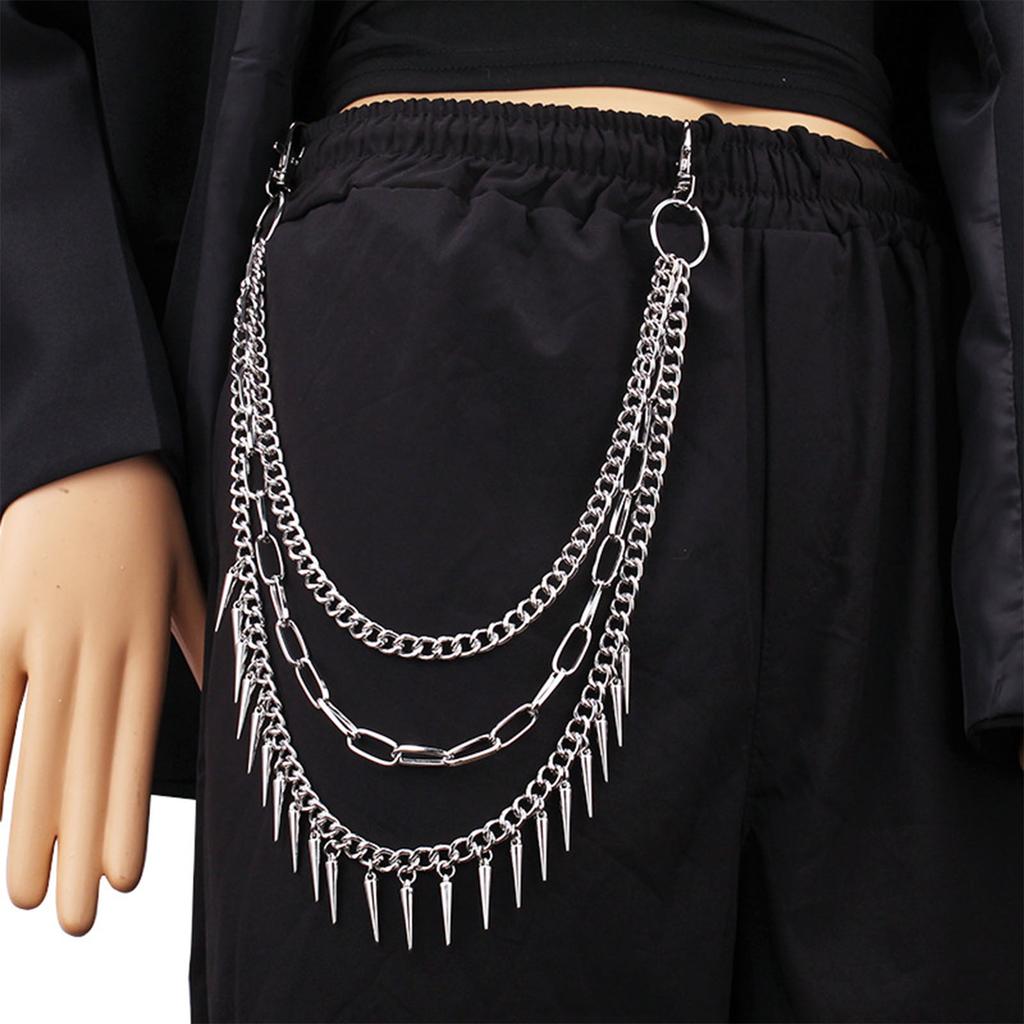 Hip Hop MoonPunk Side Chain On Jeans Pants Handbag for Girls Multilayer Body Chain Trousers Street Clothing Jewelry