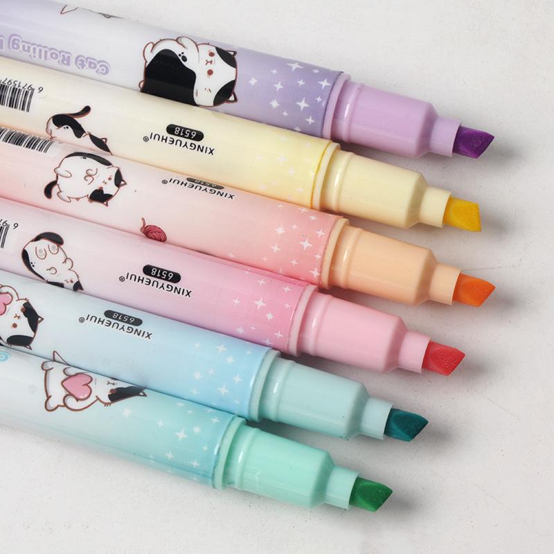 6-Farben Doppelseitiger Katzenpfoten-Fluoreszenzmarker für Kinder