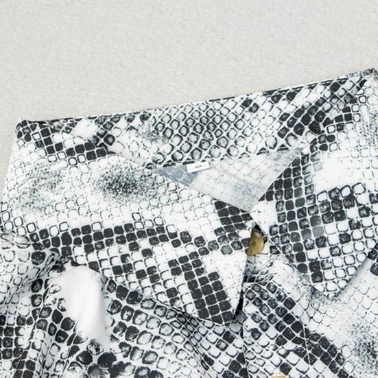 Men Shirt Long Sleeve Breathable Polyester Snake Print Blouse for Men