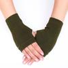 Winter Warm Knitted Fingerless Gloves Couple Half-Finger Twisted Cable Pattern Unisex Hand Warmer Mitts