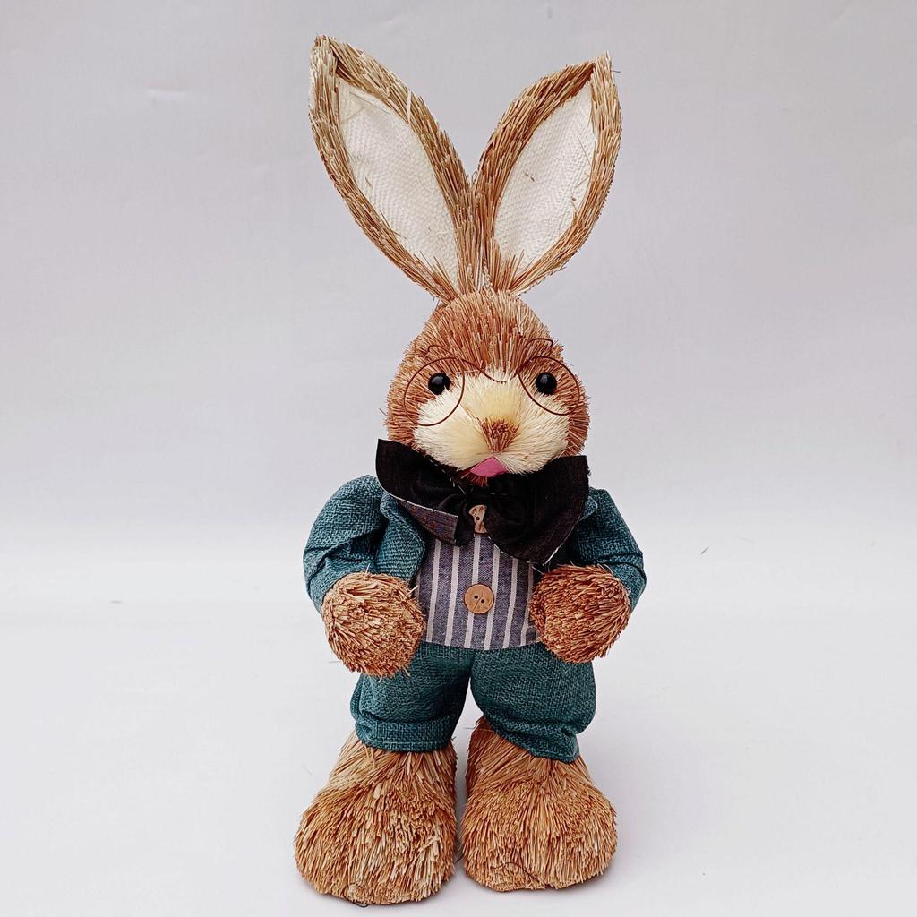 45CM Medium Woven Reed Rabbit Handmade Forest Style Folk Home Decoration Souvenir