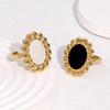 Stainless Steel Sun Flower Red Drip Oil Rings for Women Men Niche Personality No Fading Opening Rings Party Jewelrty Accessories