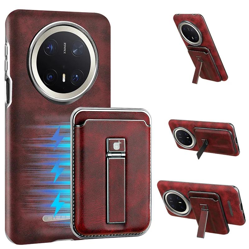 

Magnetic Wallet Detachable Leather Case for Huawei Mate 70 Pro Plus Mate 60 Pro Card Bracket Holder Stand Plating Matte Cover Mate70 красный