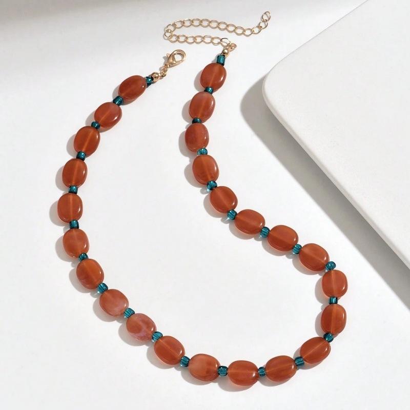 Bohemian Colorful Resin Beaded Necklace for Women Fashion Statement Handmade Beads Choker Jewelry Summer Beach Holiday Gifts