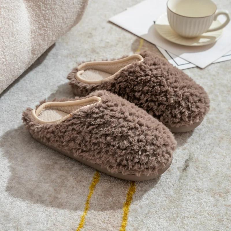 Fashion Women Slippers Winter New Short Plush Indoor Flat Slides Comfort Soft Furry Bedroom Slipper Fluffy Cotton Shoes