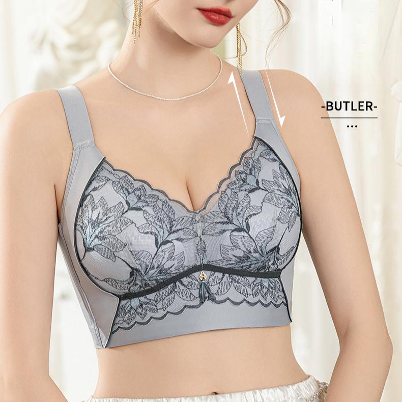 Large Size Bra Women's Bra Gathered Together Thin Style No Steel Ring Sexy Bra Lace Adjustment Type Double Breasted Bra Women's Bra