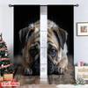 Flat Printing Window Treatment Curtains Cute Pug Puppy Portrait Digital Printed Polyester Drapes Family Party Decoration Curtain Set Of 2 Made