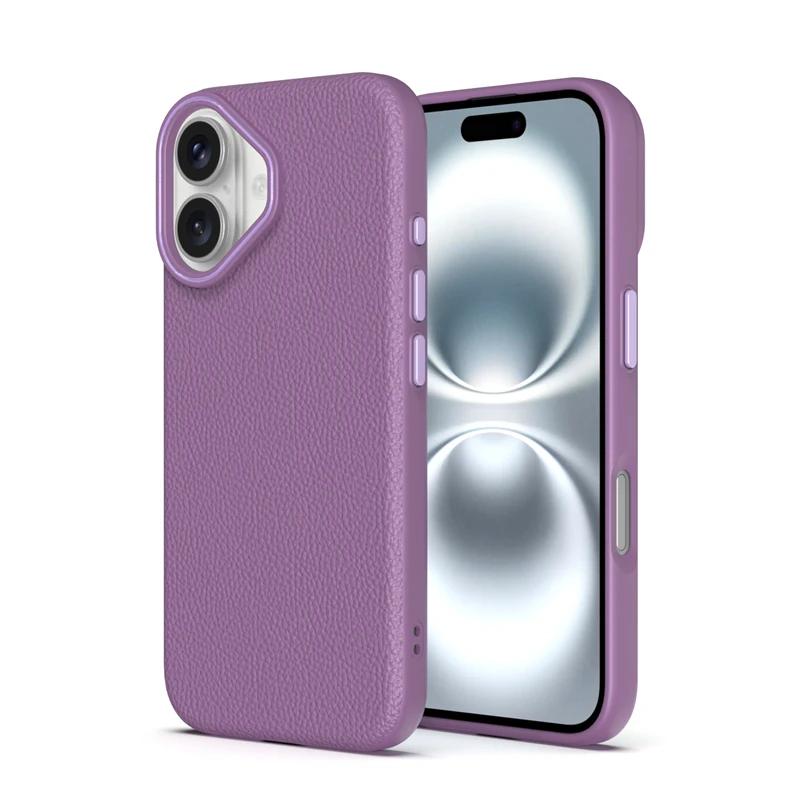 Luxury Business Lychee Pattern PU Leather Soft TPU Phone Case For iPhone 16 14 15 13 12 11 Pro Max 16Plus Shockproof Back Cover