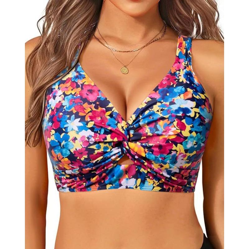 Women's bikini new swimsuit seaside vacation casual neck top
