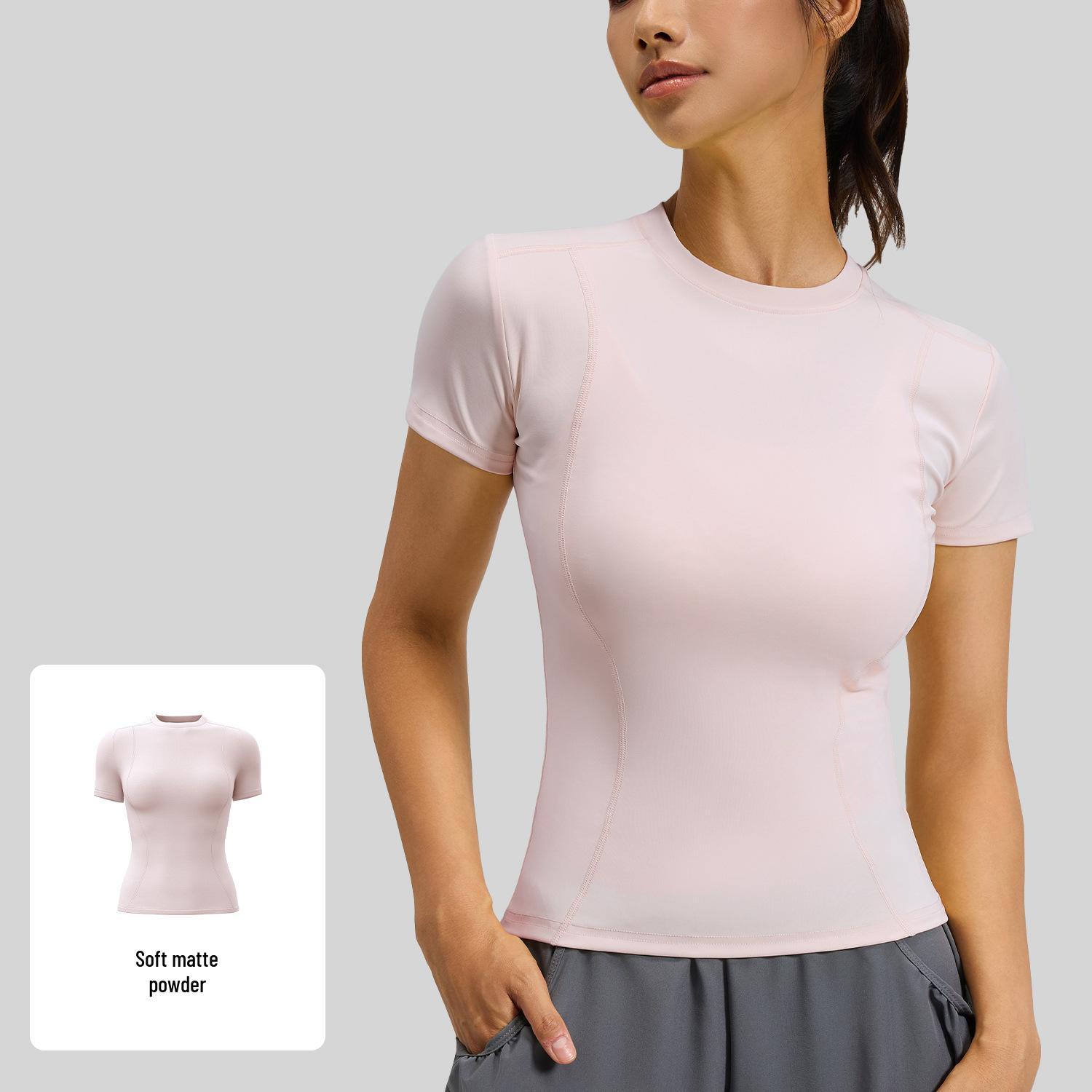 

Juyitang Women s Yoga Fitness Sports Tops - Sweat-Absorbing Slim Short Sleeve Tights XXL