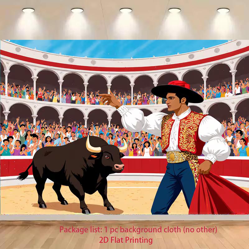 

2D Spanish Themed Party Background Cloth Bullfighting Arena Matador Tapestry 47.2x31.5inch/120*80cm