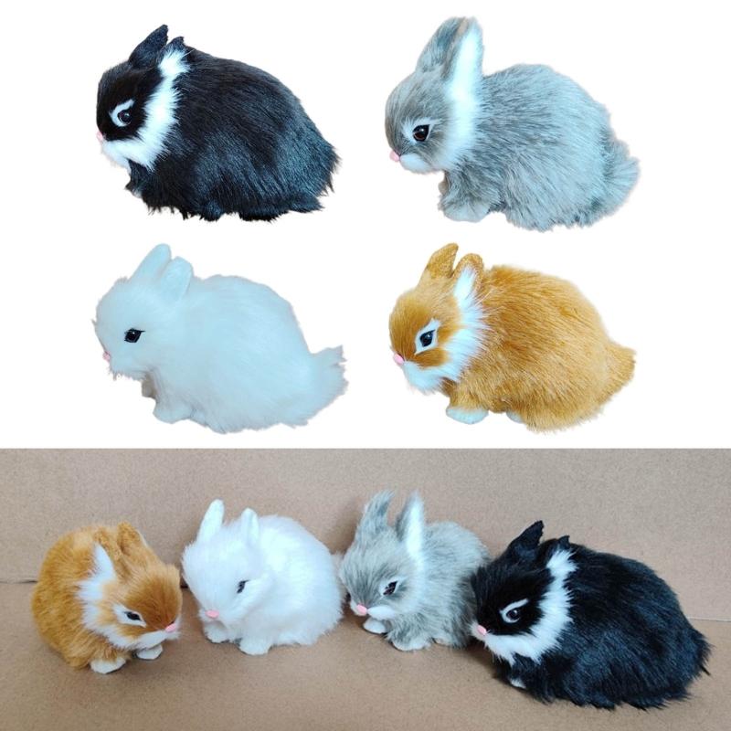Simulation Rabbit Doll Cute Bunny Statue Cute Animal Art Ornaments for Children Day Kid Girl Boys Present Gift