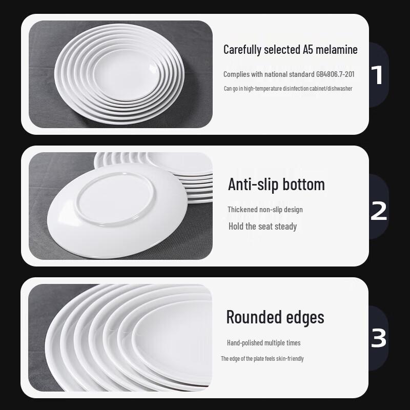 Bairien A5 Food Grade Melamine Deep Round Plate