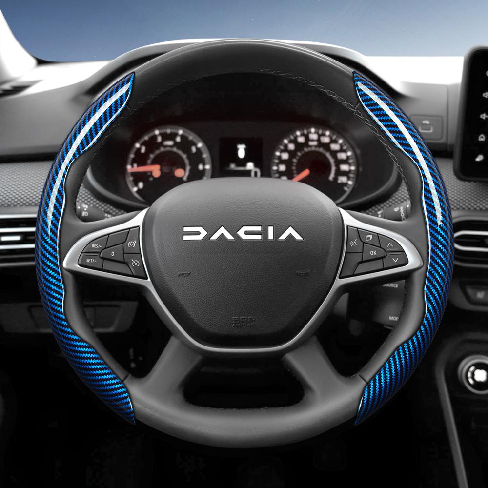 vcxja9 Suitable for Dacia Carbon Fiber Texture Steering Wheel Cover with Segmented Quick-Release Design, Durable, Compatible with Models Such as