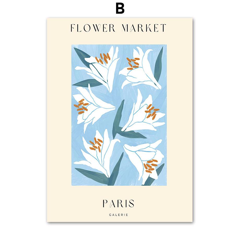 Abstract Fresh Flower Market Paris Plant Leaf Boho Nordic Posters And Prints Wall Art Canvas Painting Pictures Living Room Decor