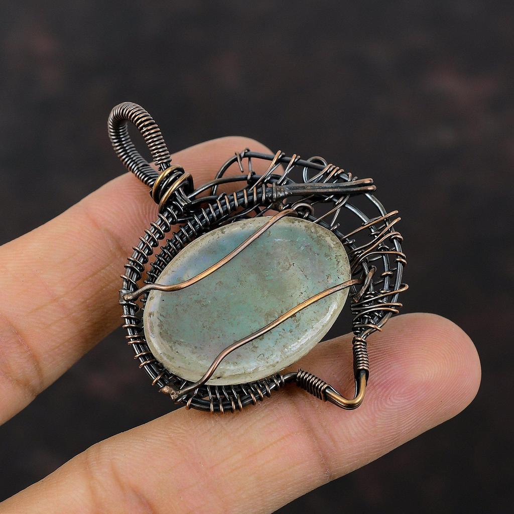 Rainbow Mystic Opal Pendant Copper Wire Wrapped Pendant Handmade Dainty Pendant Wire Wrapped Jewelry Gift For Bridal Gemstone Copper Jewelry