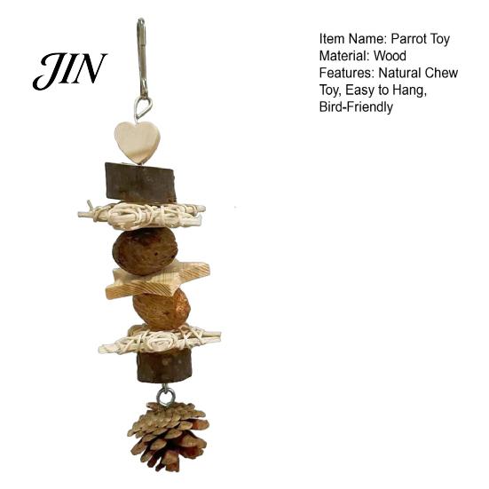 Wooden Parrot Chew Toy Toy, Pine Cone Bird Blocks Anxiety Relief Enrichment Cage Accessories for Small Medium Parrots Foraging Biting Beak Care