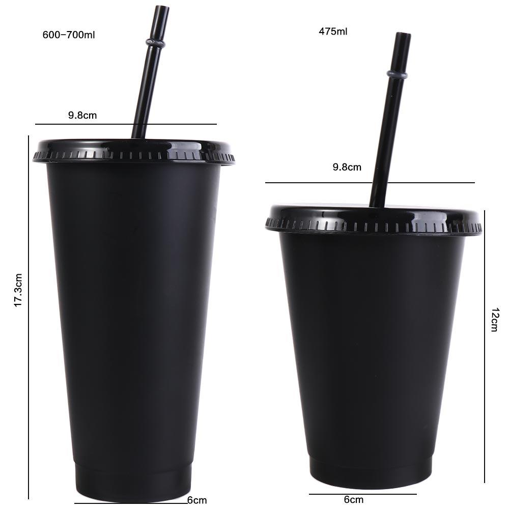 Food Grade PP Plastic Straw Cup with Lid Water Cup Drinkware Drinks Cup  Milk Tea