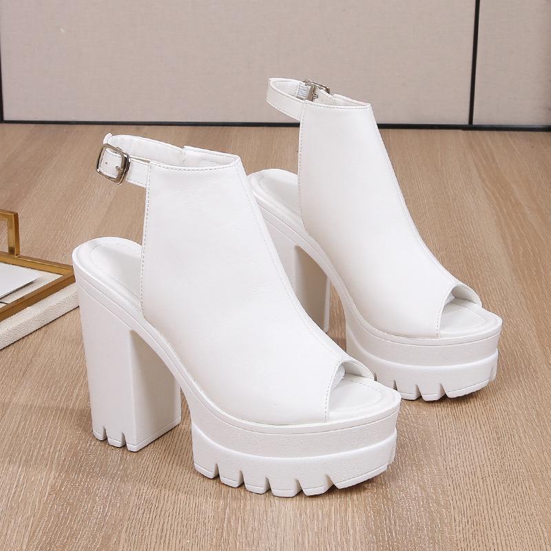 2026 Summer Women s Platform Chunky Heel Sandals - Waterproof Roman Style with Open Toe 36 белый