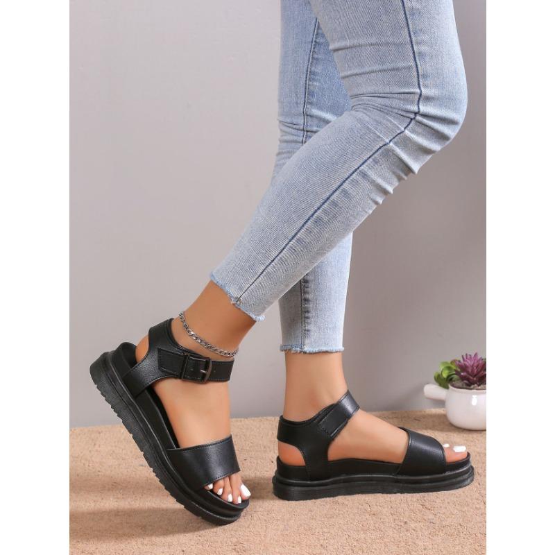 New Large-sized Solid-colored Thick-soled Sandals