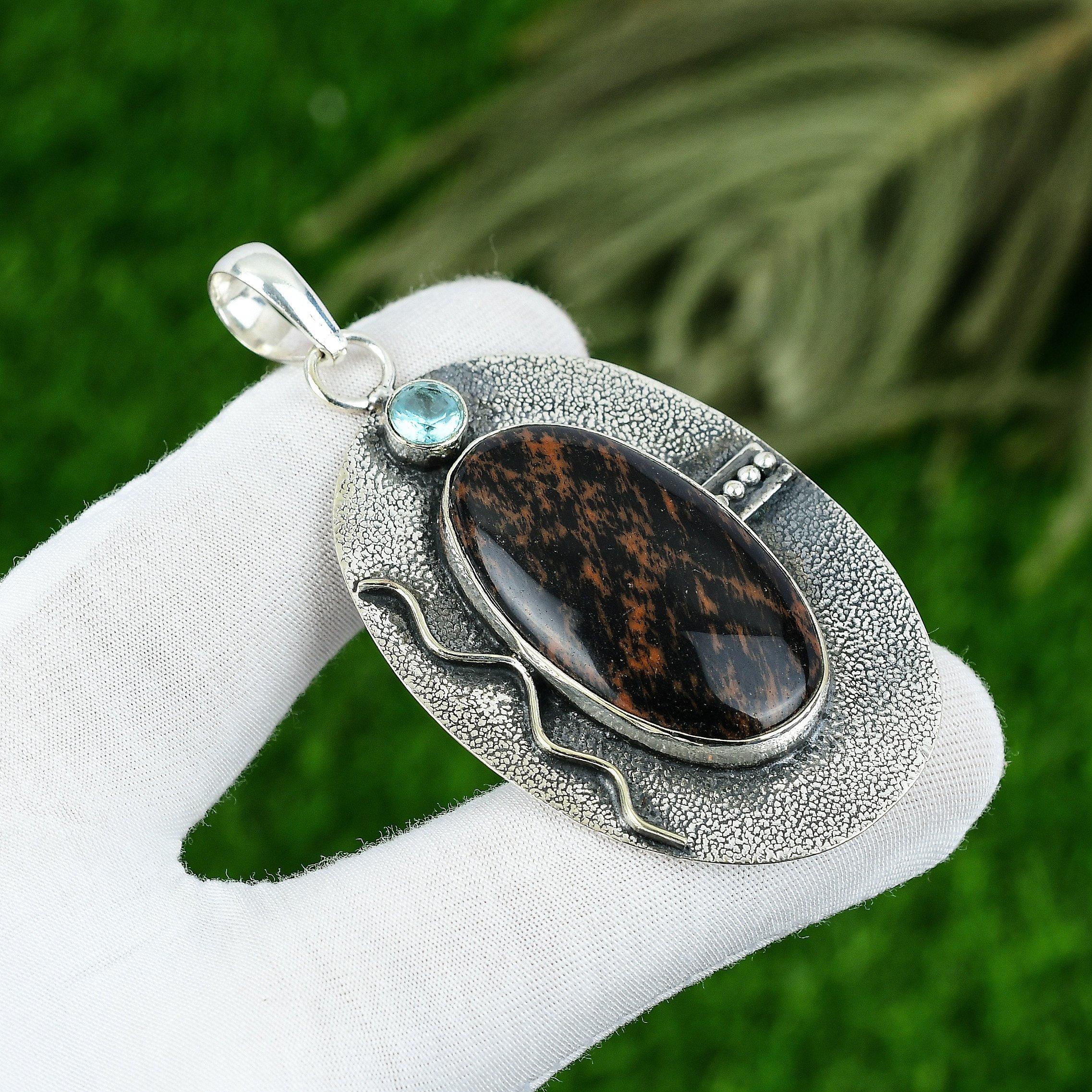 

Mahogany Obsidian Gemstone Topaz 925 Sterling Silver Elegant New Pendant Jewelry