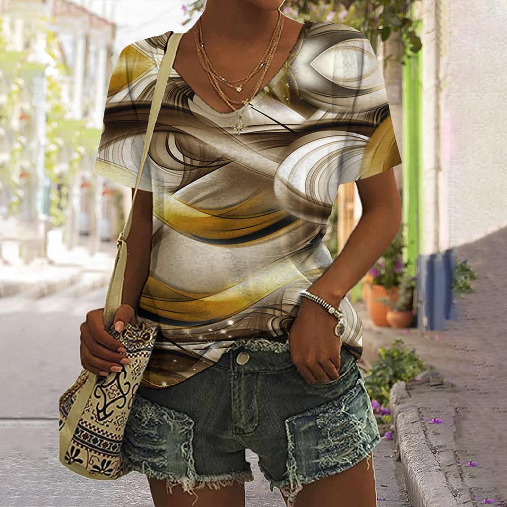 Fashionable Summer Color Blending Printed Women's T-Shirt Y2k Clothes T-Shirts for Women Top Y2k Graphic T-Shirts Tops for Women