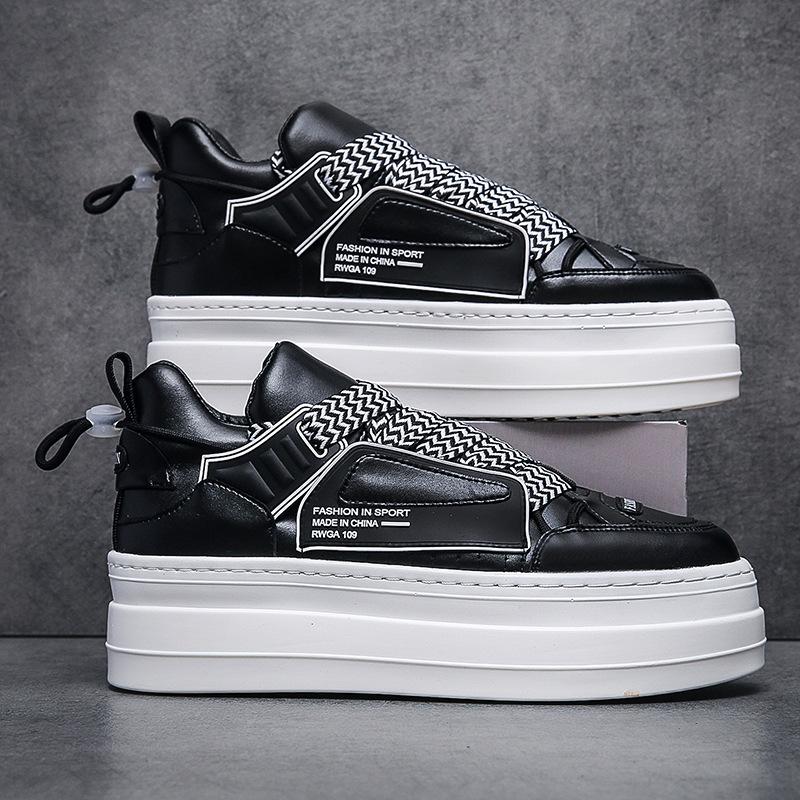 

Повседневная обувь мужская на толстой подошве белая обувь мужская тренд уличный европейский маффин низ, национальный тренд фанат увеличивающая рост обувь в наличии 39 чёрный